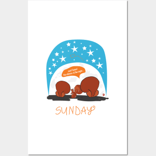 Happy Squirrel family – learn from the stars in cozy Sunday Posters and Art